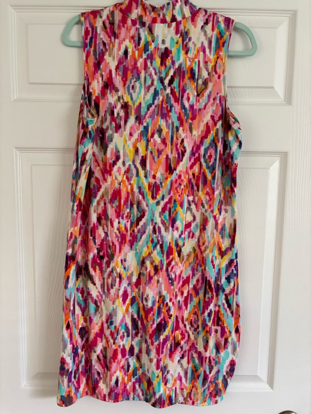 Tribal Multicolor Sleeveless Shift Dress - Pink Focus - Picture 2 of 5